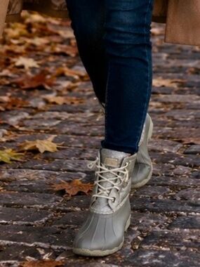 Preppy Fall Sperry Saltwater Waterproof Duck Boots‎ Gray 7.5